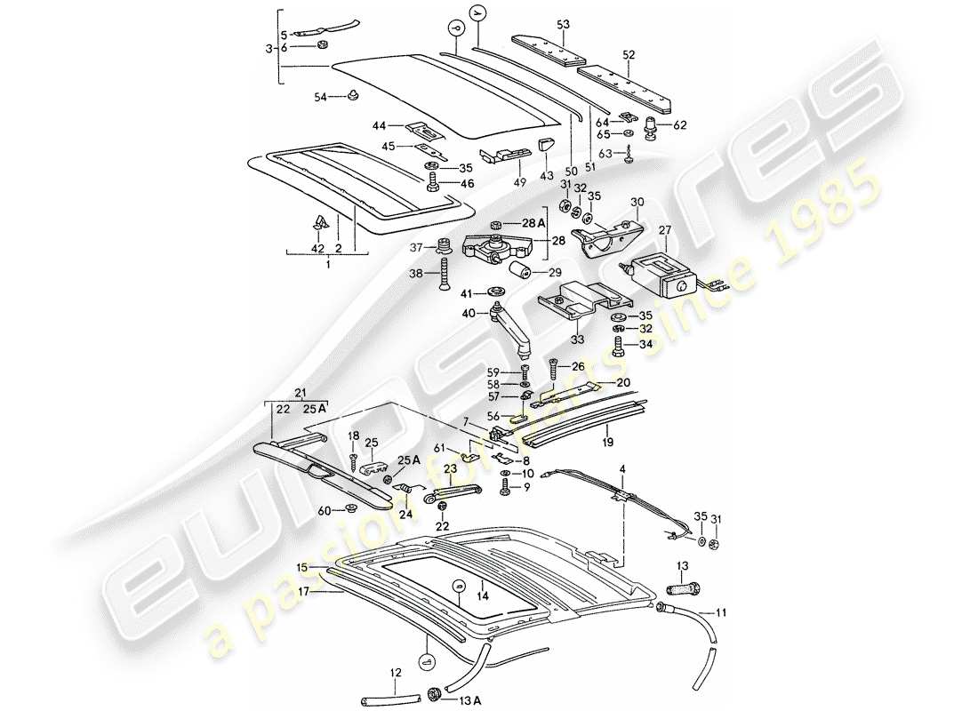 porsche 1994 (993) sunroof parts diagram