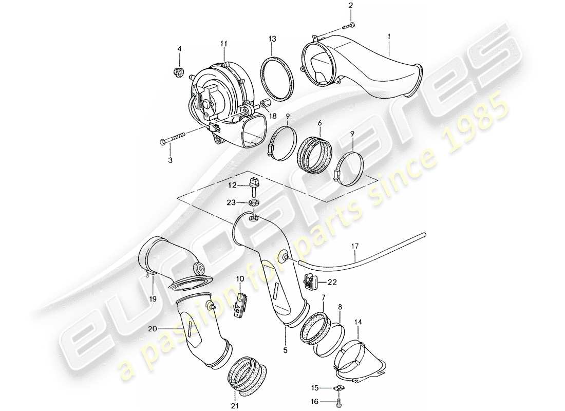 porsche 1995 (993) additional blower part diagram