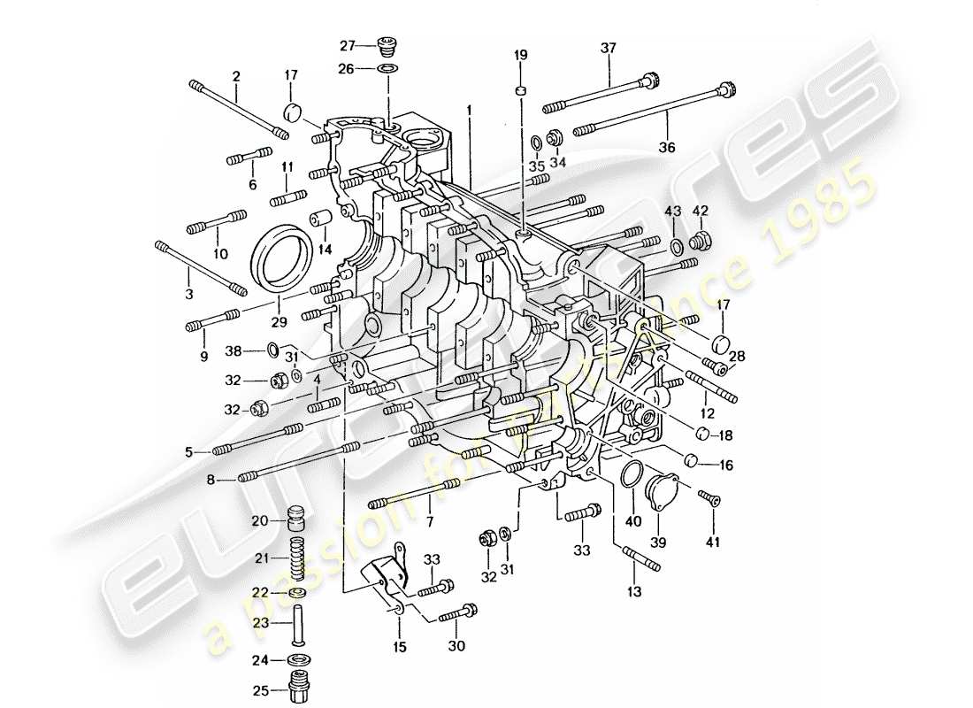 porsche 2005 (996 gt3) crankcase part diagram