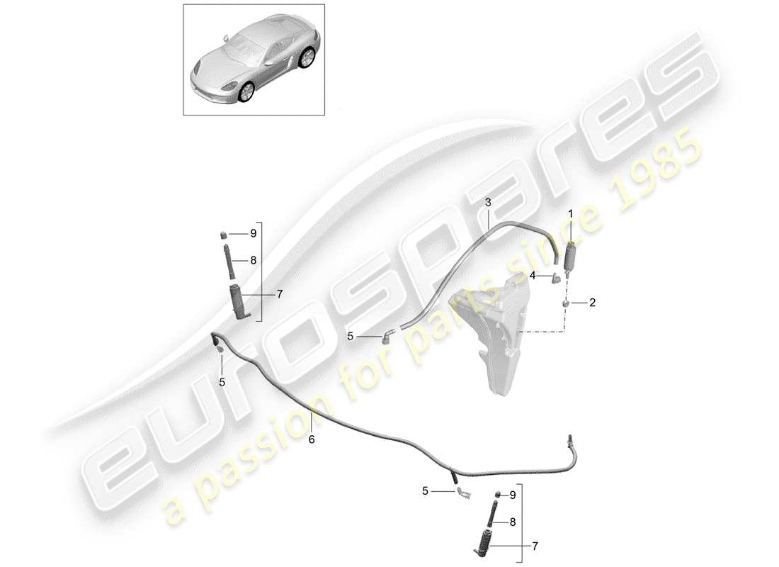 porsche 2020 (718 cayman) headlight washer system part diagram