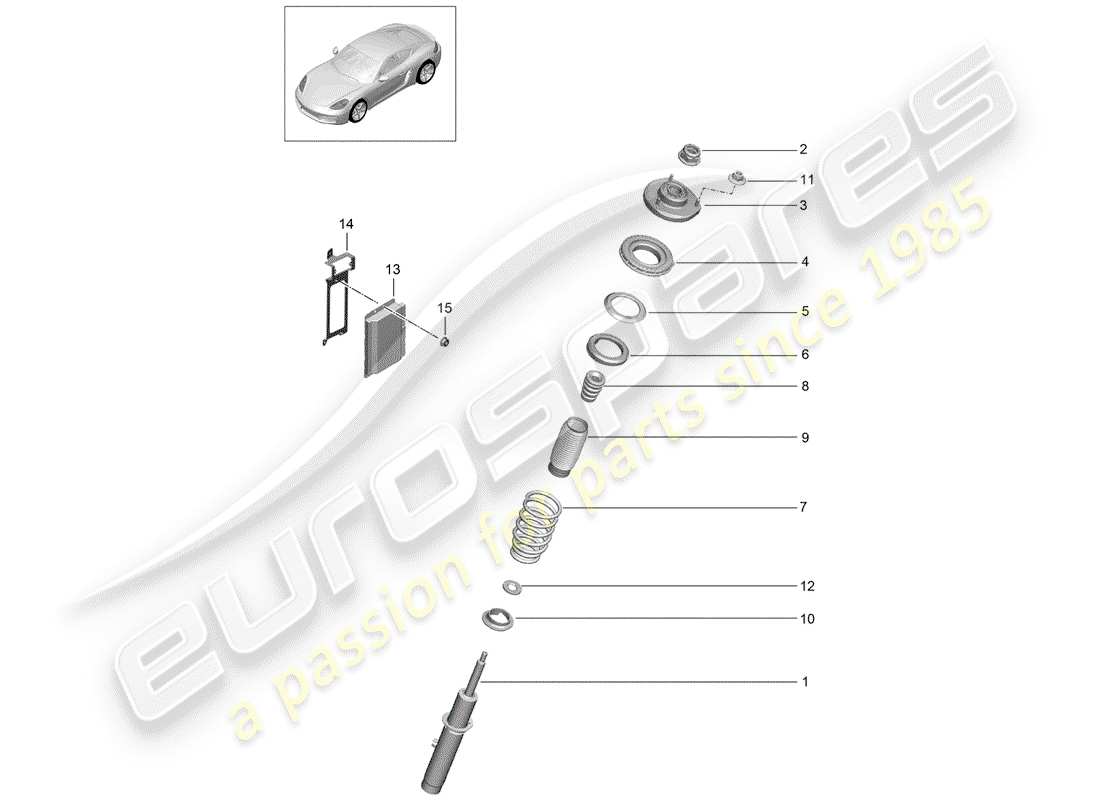 porsche 2020 (718 cayman) suspension shock absorbers part diagram