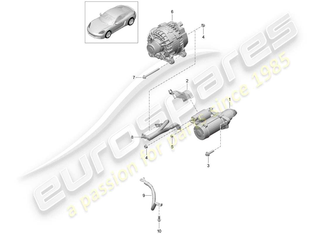porsche 2020 (718 cayman) starter alternator earth line part diagram