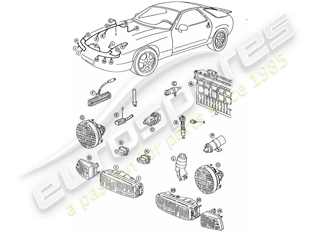 porsche 1993 (928) harness parts diagram