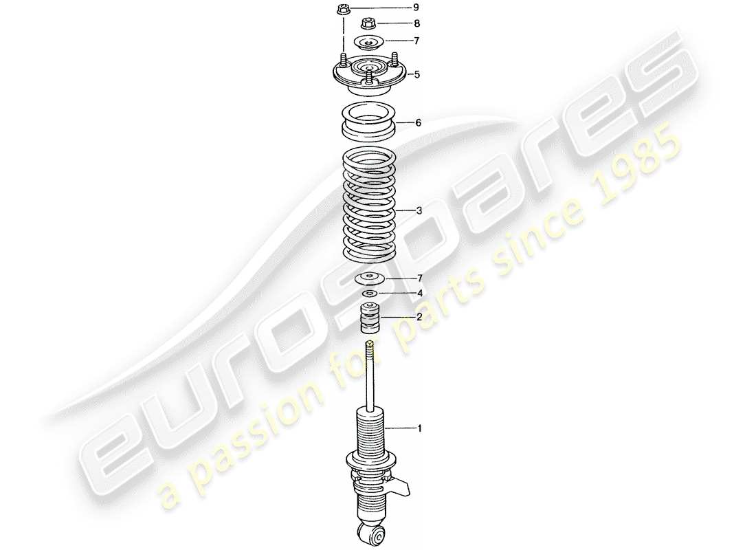 porsche 2001 (996 gt3) shock absorber - coil spring part diagram