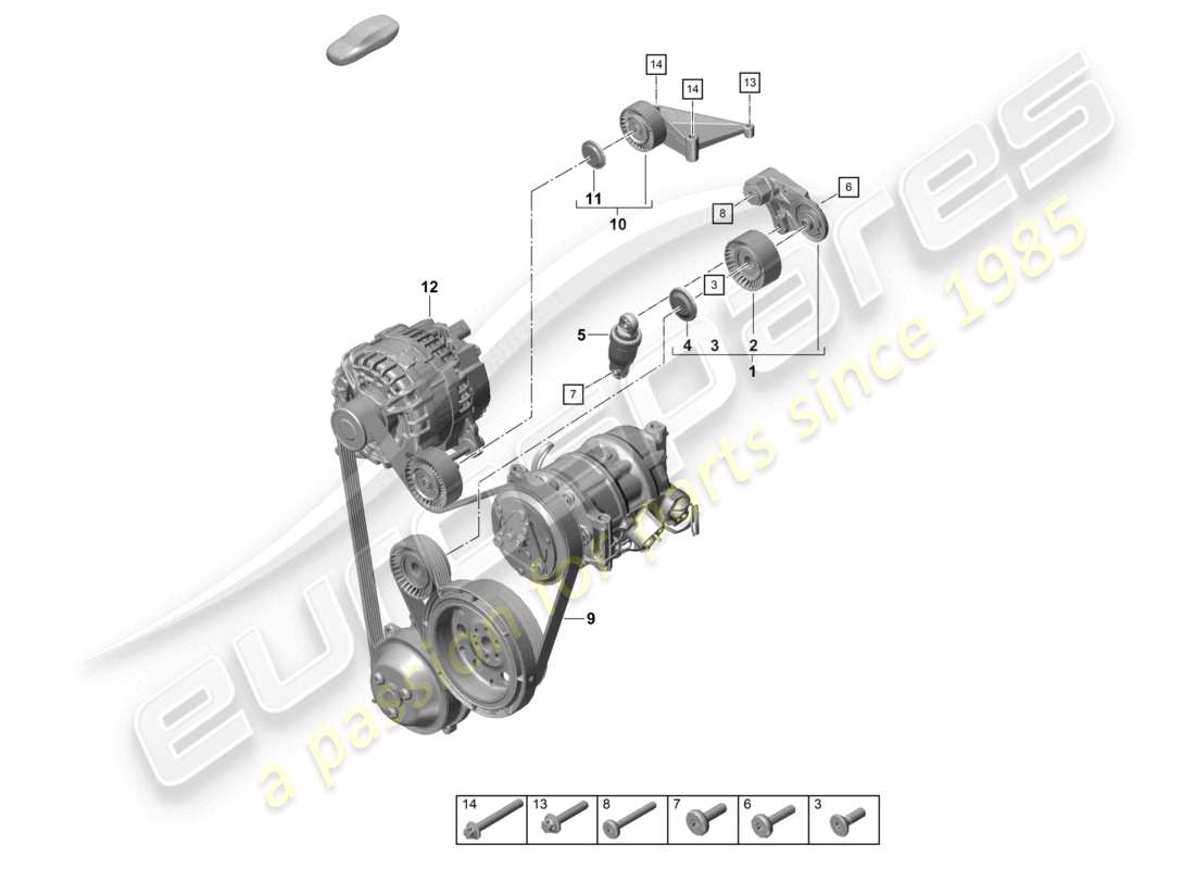 porsche 2018 (718 cayman) poly-v-belt belt tensioner damper part diagram