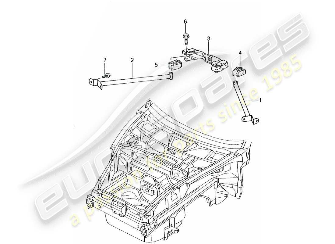 porsche 2003 (986 boxster) dome strut parts diagram