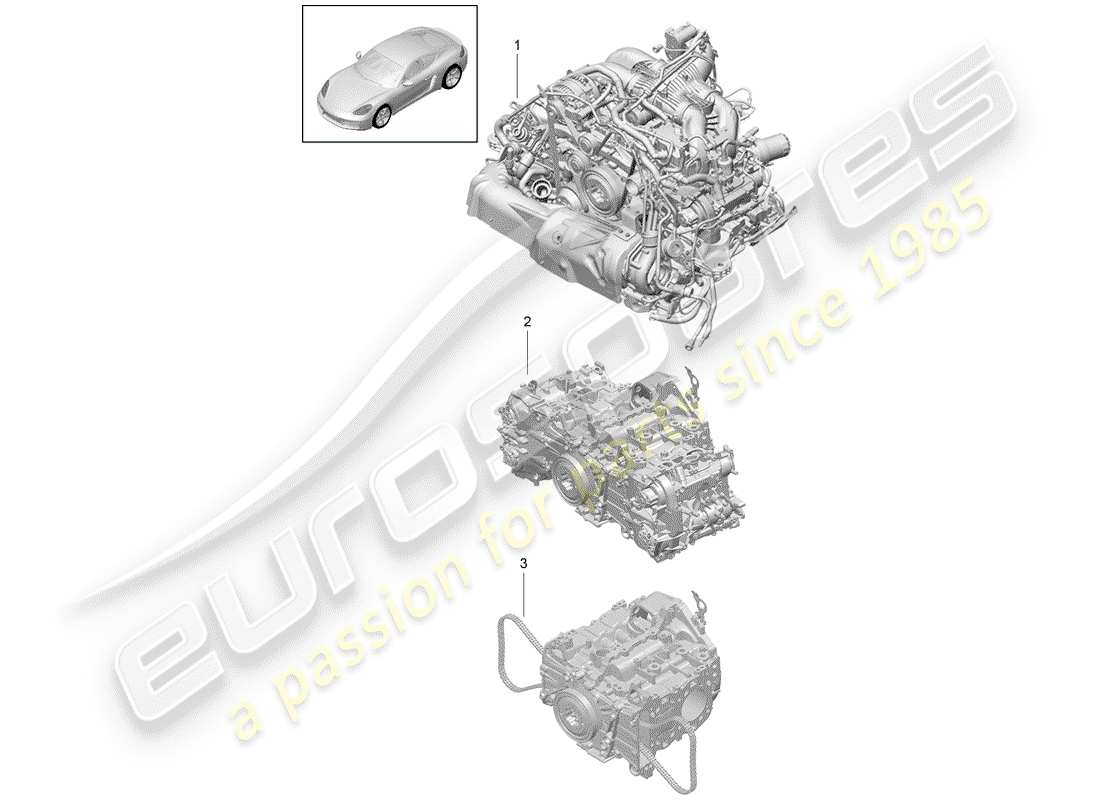 porsche 2019 (718 cayman) replacement engine but without: clutch plate - pdk - gearbox but without: flywheel manual gearbox included compressor air conditioning part diagram
