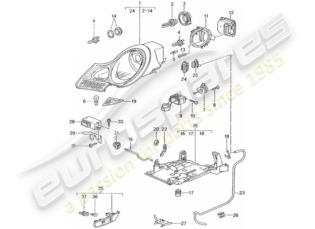 porsche 2003 (986 boxster) headlights turn signal repeater d - mj 1999>> parts diagram