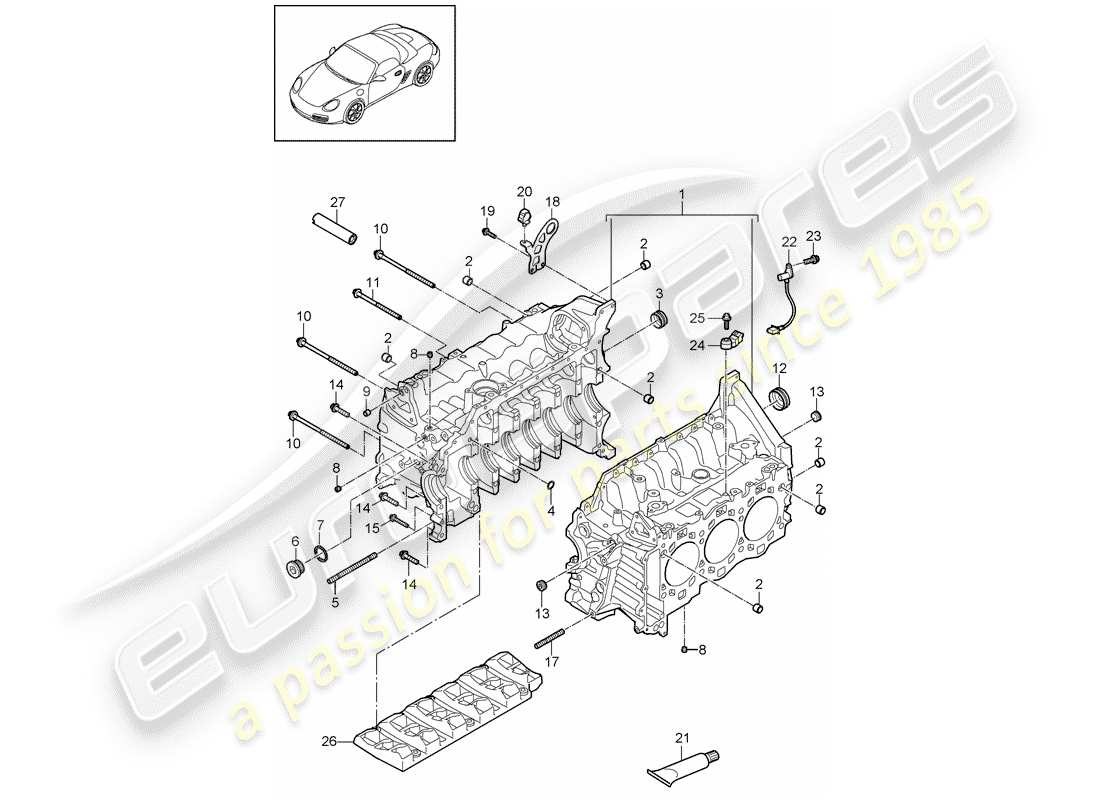 porsche cayman 987 (2012) crankcase parts diagram