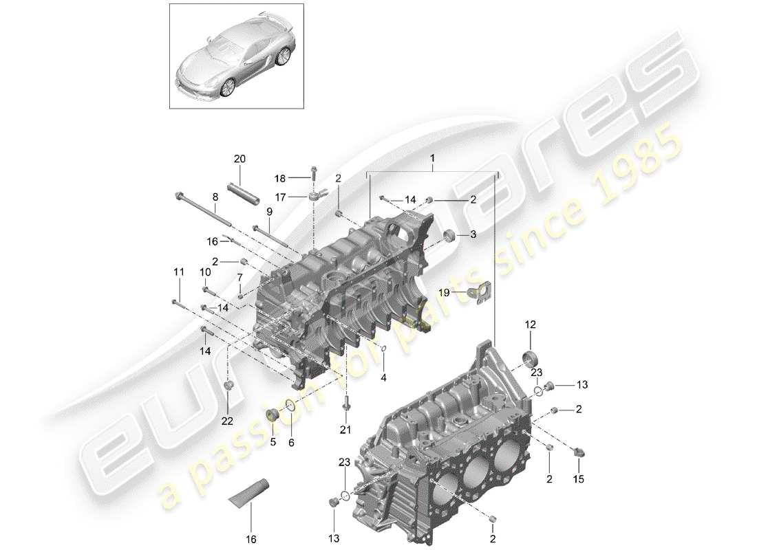 porsche 2016 (981 cayman gt4) crankcase housing part diagram