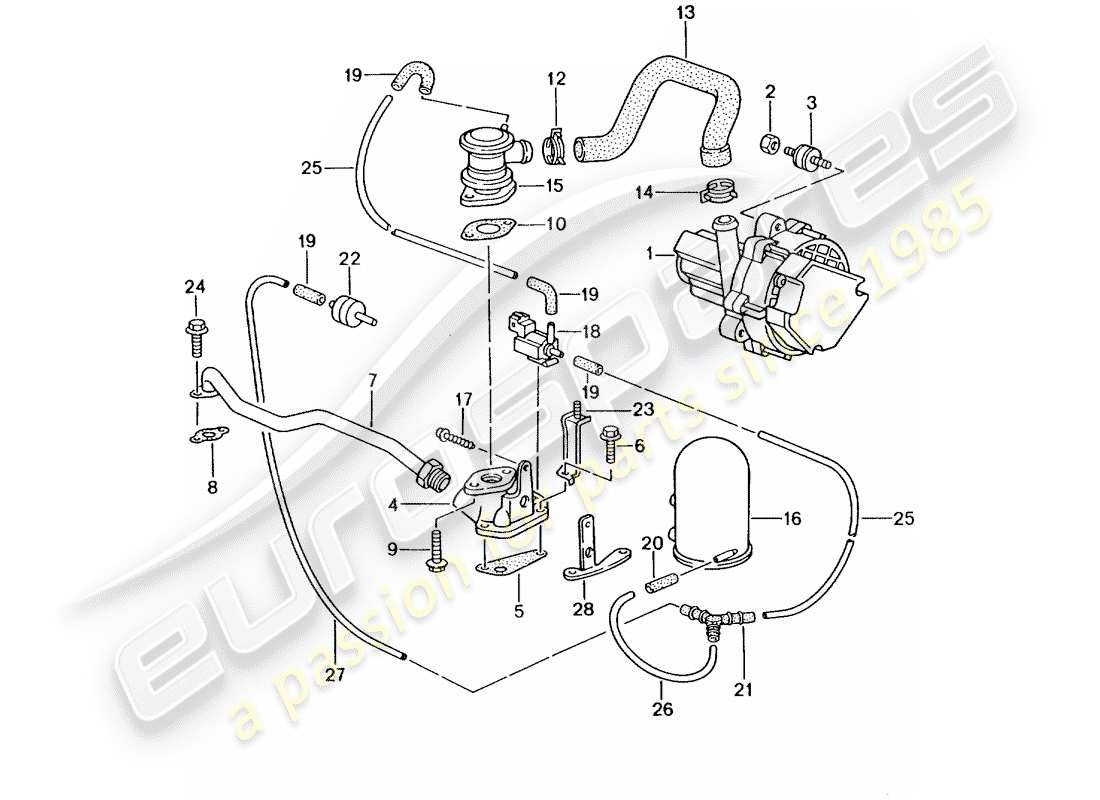 porsche 2002 (986 boxster) secondary air pump d - mj 2000>>- mj 2002 parts diagram