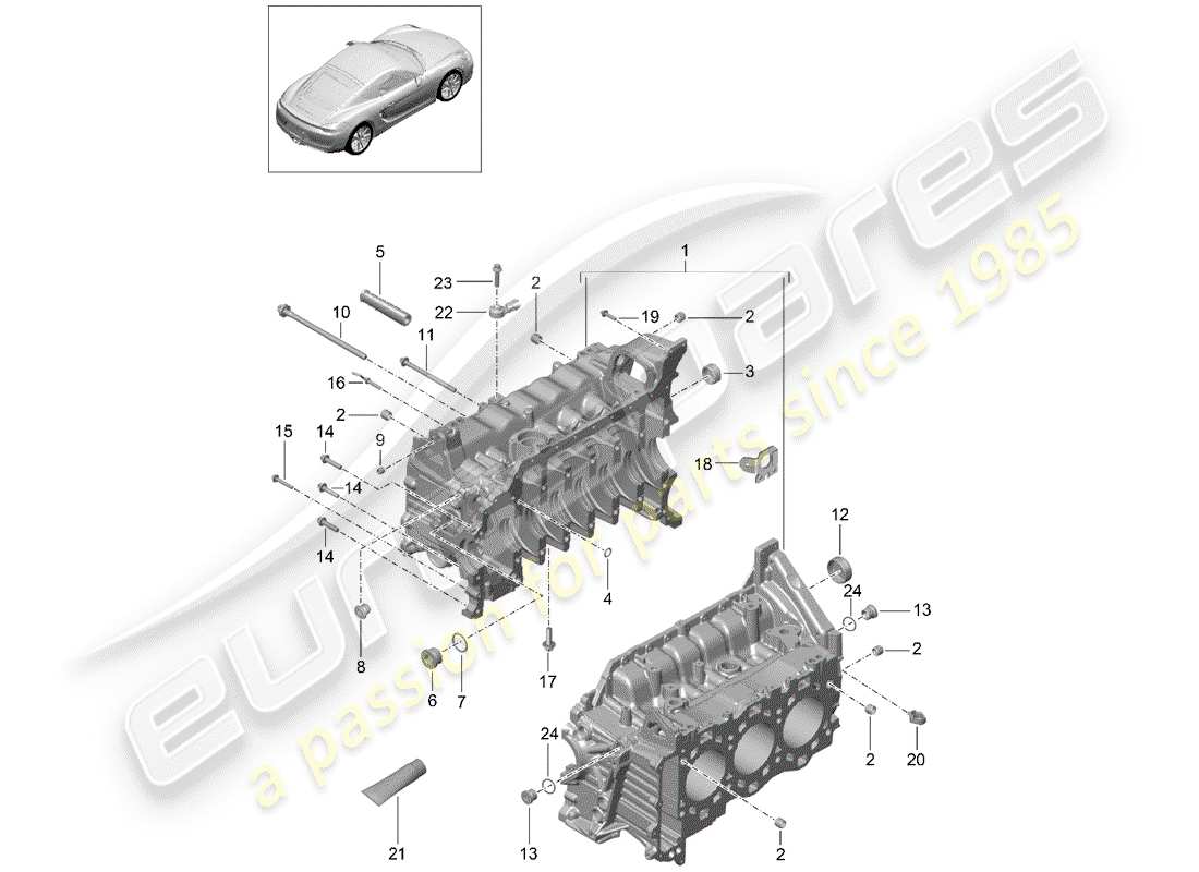 porsche 2014 (981 cayman) crankcase housing part diagram