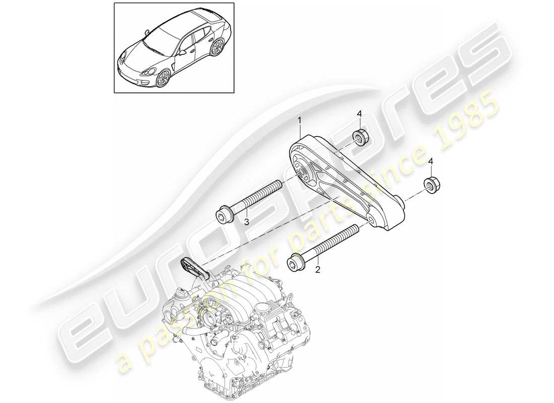 porsche 2016 (panamera 970) engine lifting tackle engine support parts diagram