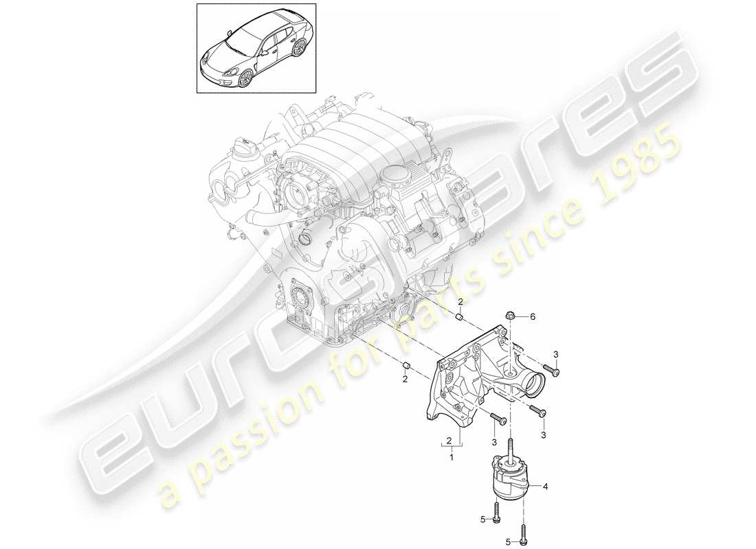 porsche 2012 (panamera 970) engine lifting tackle console for engine mounting engine mounting part diagram