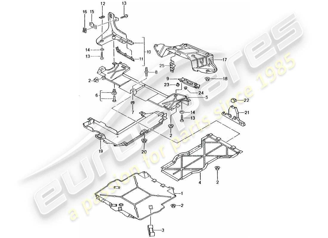 porsche 2003 (986 boxster) underbody trim parts diagram