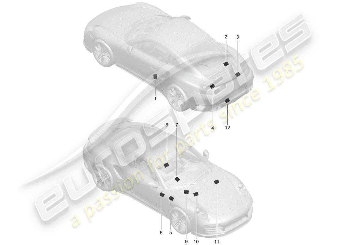porsche 2016 (991-1 turbo) signs/notices part diagram