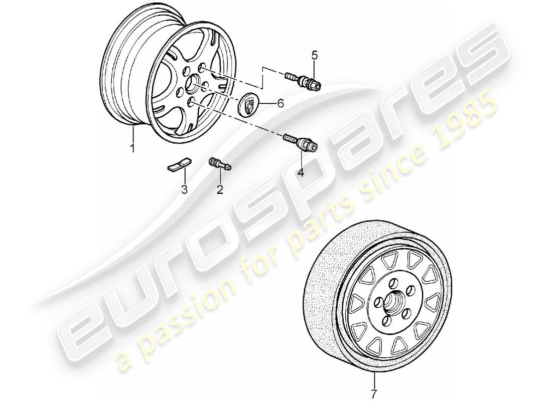 porsche boxster 987 (2005) wheels parts diagram