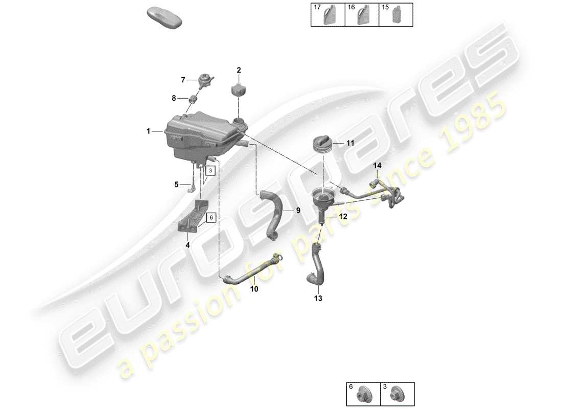 porsche 2020 (718 boxster spyder) coolant expansion tank parts diagram