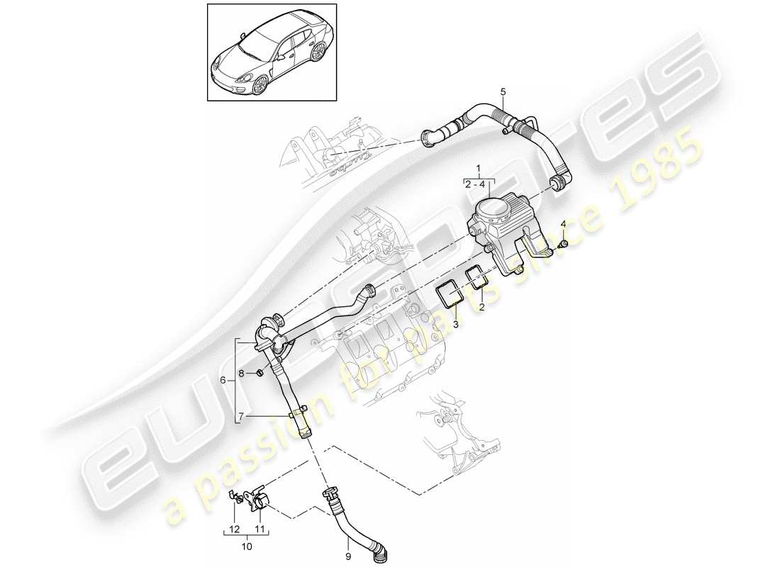 porsche 2011 (panamera 970) crankcase housing ventilation part diagram