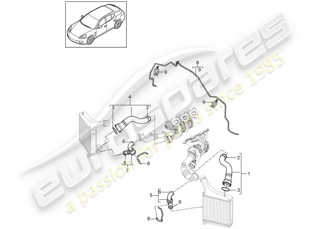 porsche 2012 (panamera 970) pressure pipe control line part diagram
