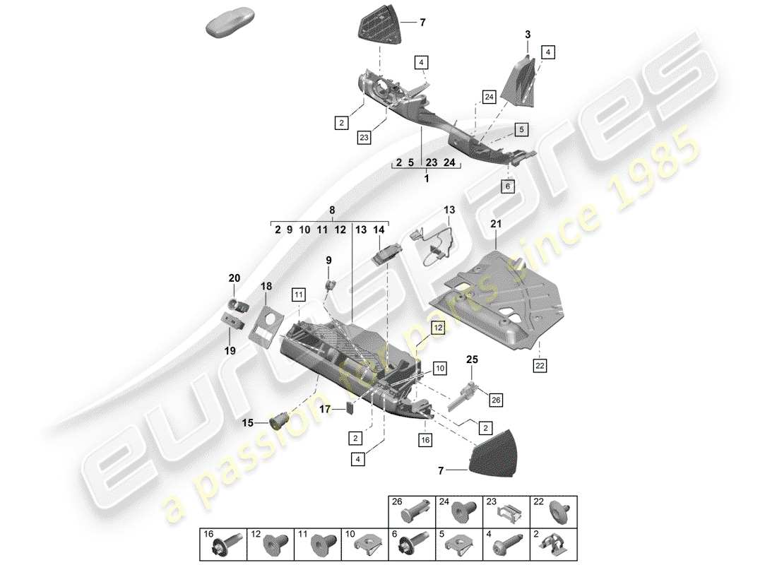 porsche 2019 (718 boxster spyder) glove box and trim (drivers side) part diagram