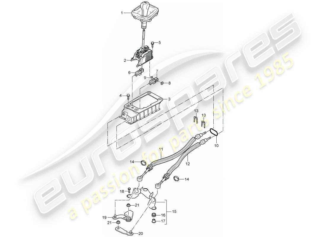 porsche 2008 (cayenne e1 9pa) selector mechanism manual gearbox part diagram