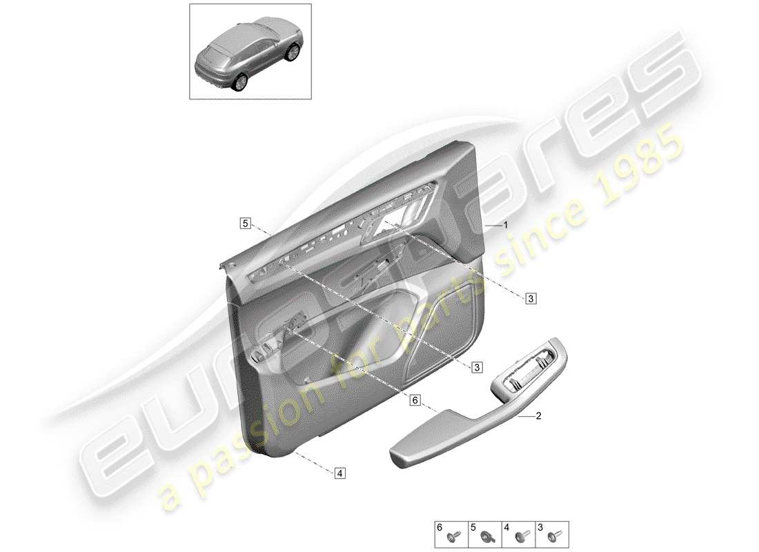 porsche 2020 (macan) door trim panels front doors for vehicles with leather trim interior lighting basic parts diagram