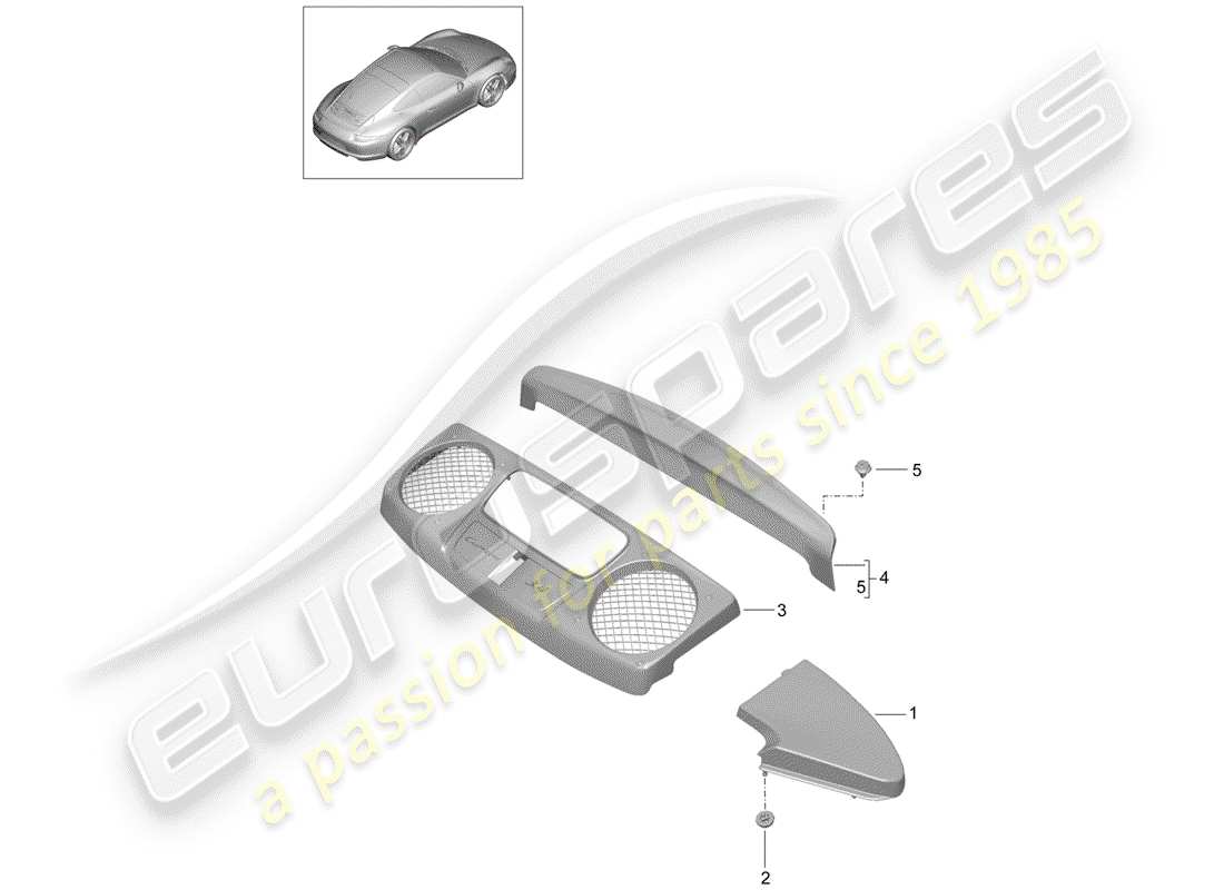 porsche 2016 (991-1) trim engine bay parts diagram