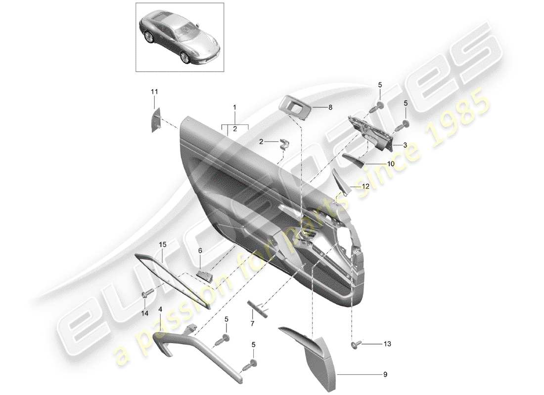 porsche 2016 (991-1) door panel accessories leather parts diagram