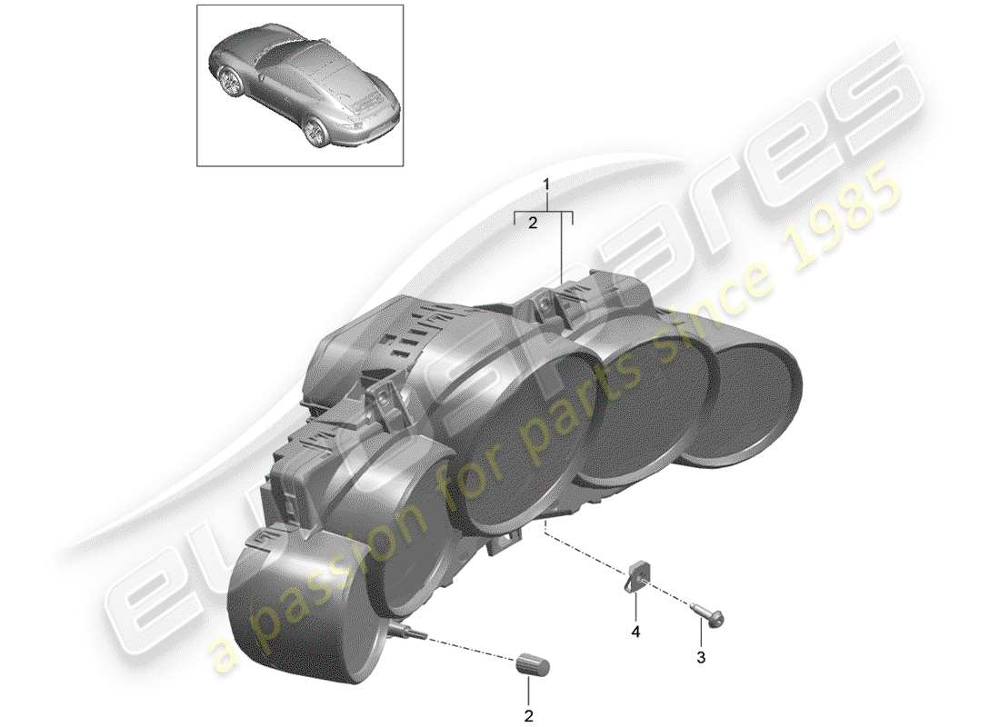 porsche 2016 (991-1) combi-instrument dial coloured parts diagram