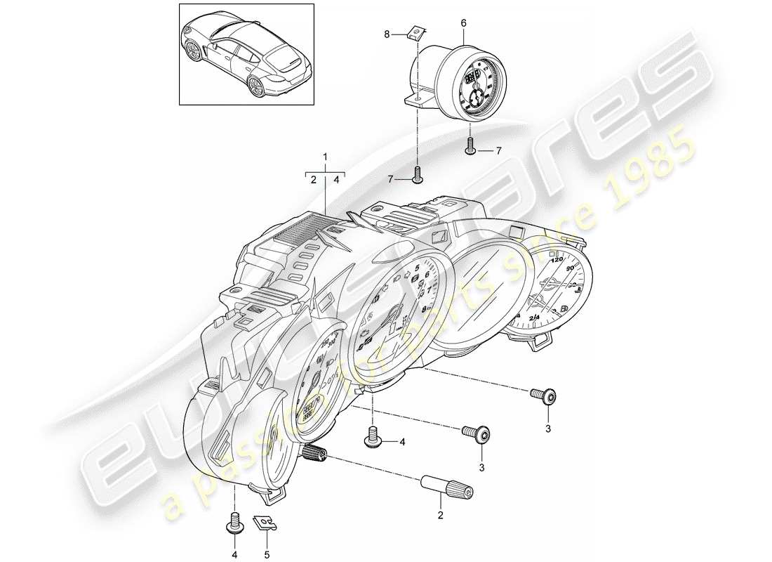 porsche 2010 (panamera 970) combi-instrument stopwatch d - mj 2014>> part diagram