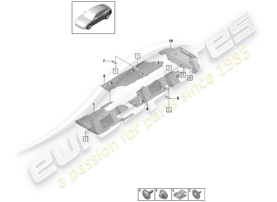 porsche 2017 (panamera 971-1) trim underbody part diagram