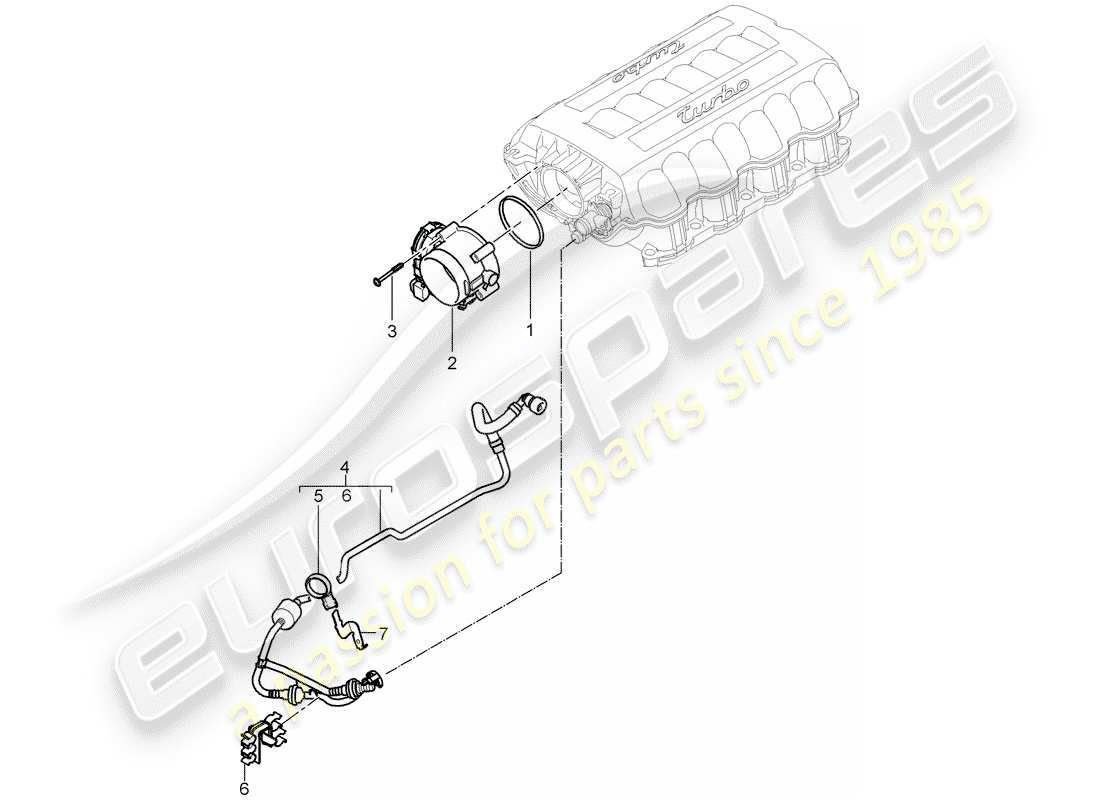 porsche 2009 (cayenne e1 9pa) throttle valve adapter tank ventilation parts diagram