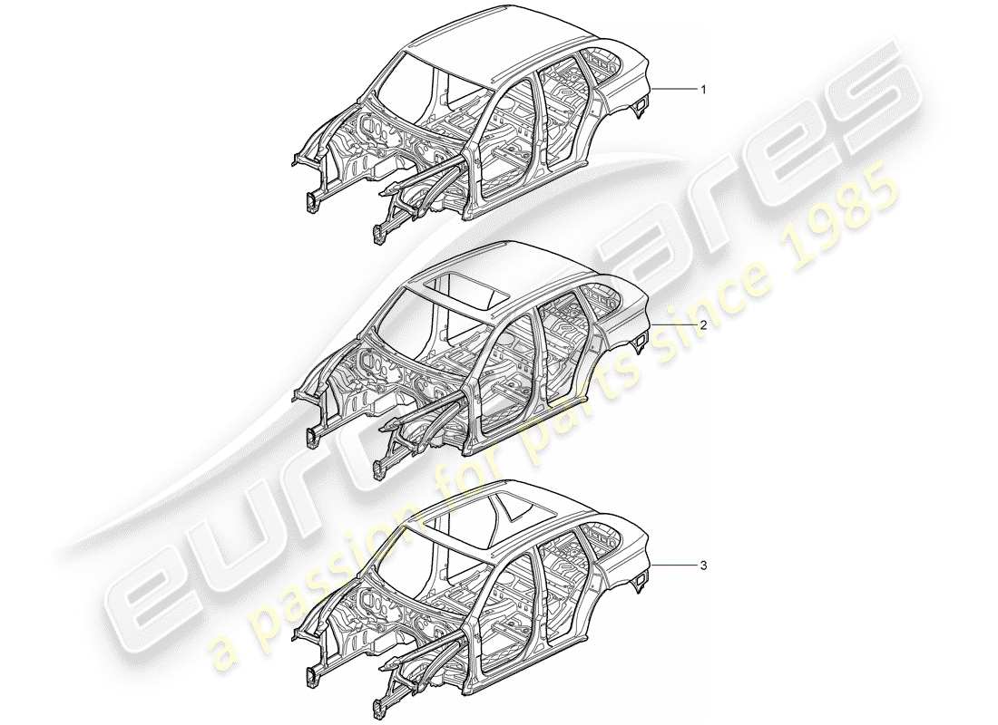 porsche 2009 (cayenne e1 9pa) car body parts diagram