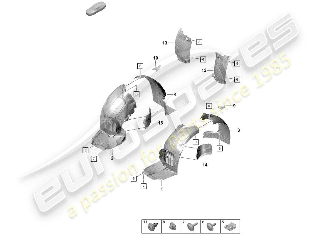 porsche 2019 (718 boxster spyder) trims wheel housing part diagram