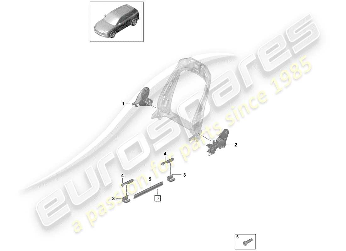 porsche 2020 (cayenne e3 9ya/9yb) seat front (complete) no longer available standard seat part diagram