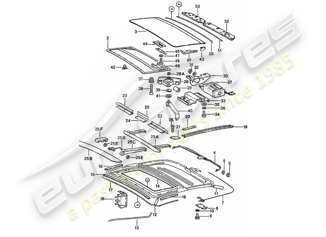 porsche 1980 (911) sunroof part diagram