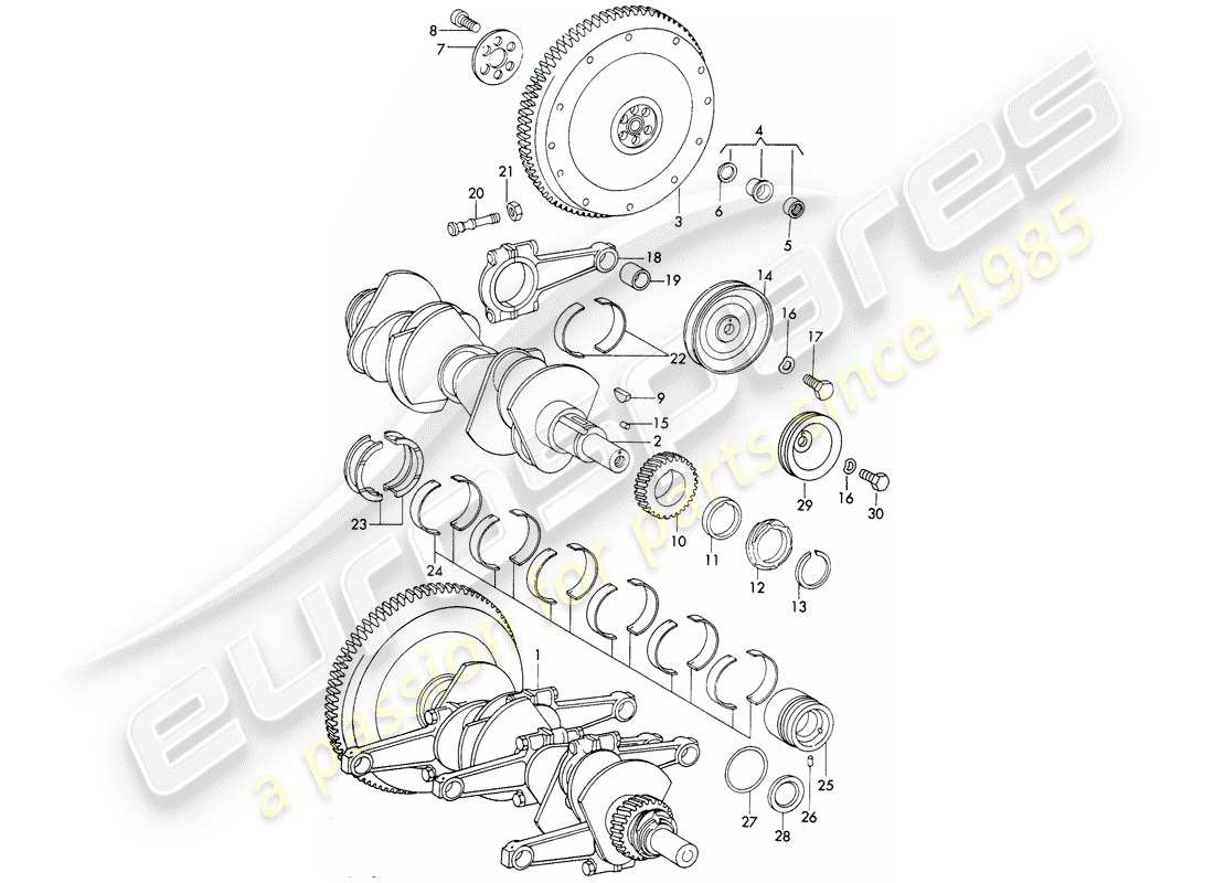 porsche 1968 (911/912) crankshaft - and - connecting rods parts diagram