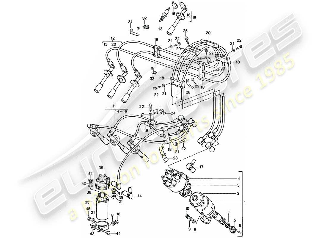 porsche 1989 (911) engine electrics 2 part diagram