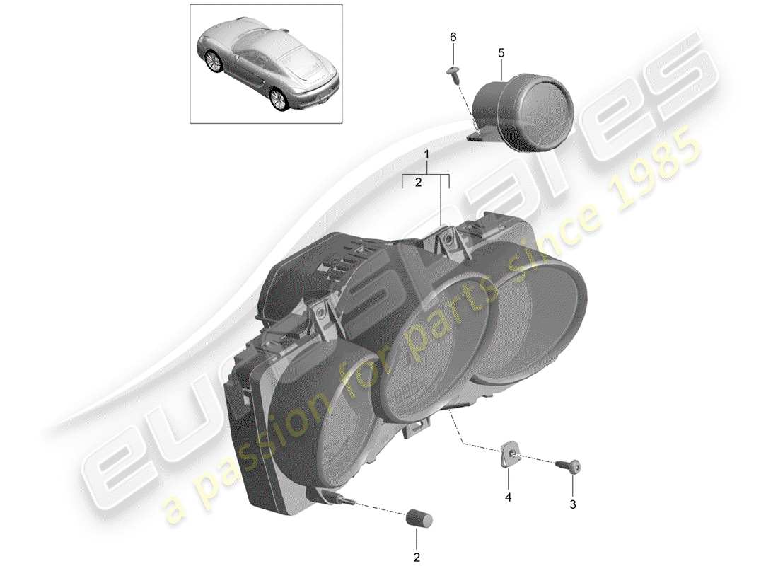 porsche 2015 (981 cayman) combi-instrument stopwatch part diagram