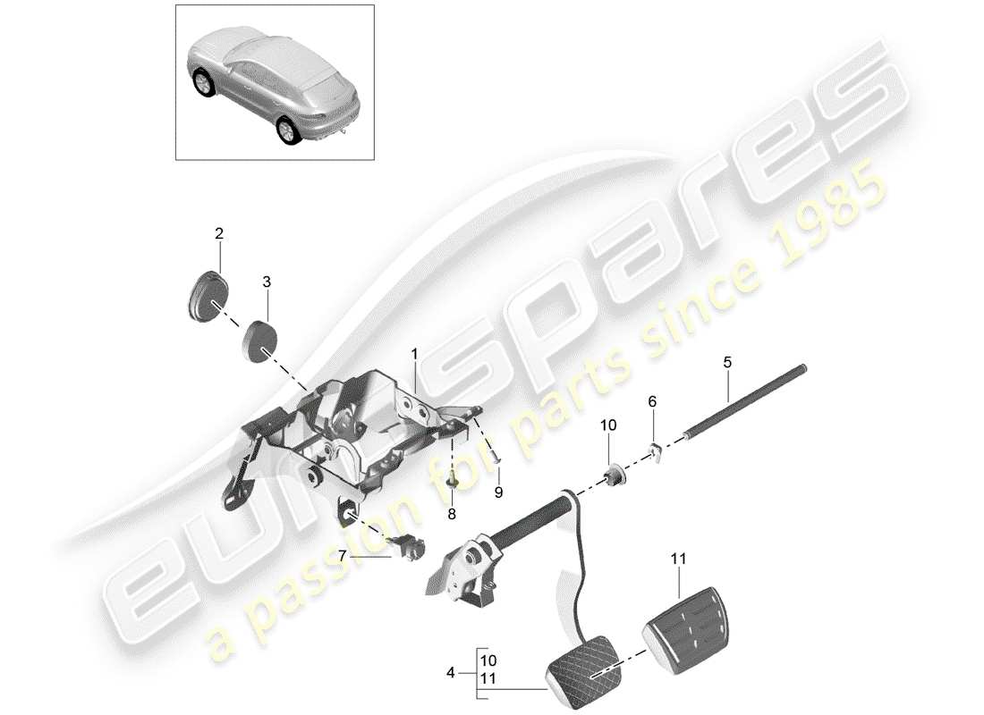 porsche 2018 (macan) brake pedal part diagram