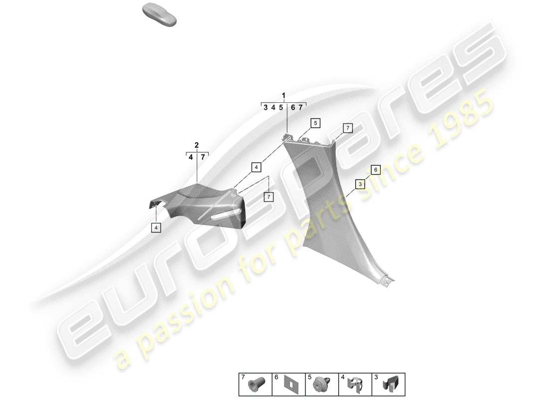porsche 2019 (718 boxster spyder) trims b-pillar part diagram