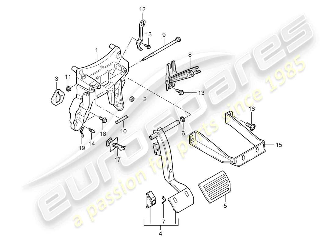 porsche 2009 (cayenne e1 9pa) brake pedal tiptronic parts diagram