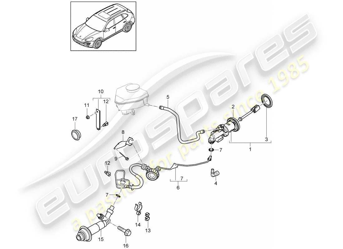 porsche cayenne e2 (2011) hydraulic clutch parts diagram