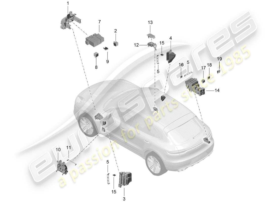porsche 2020 (macan) fuse box relay plate parts diagram