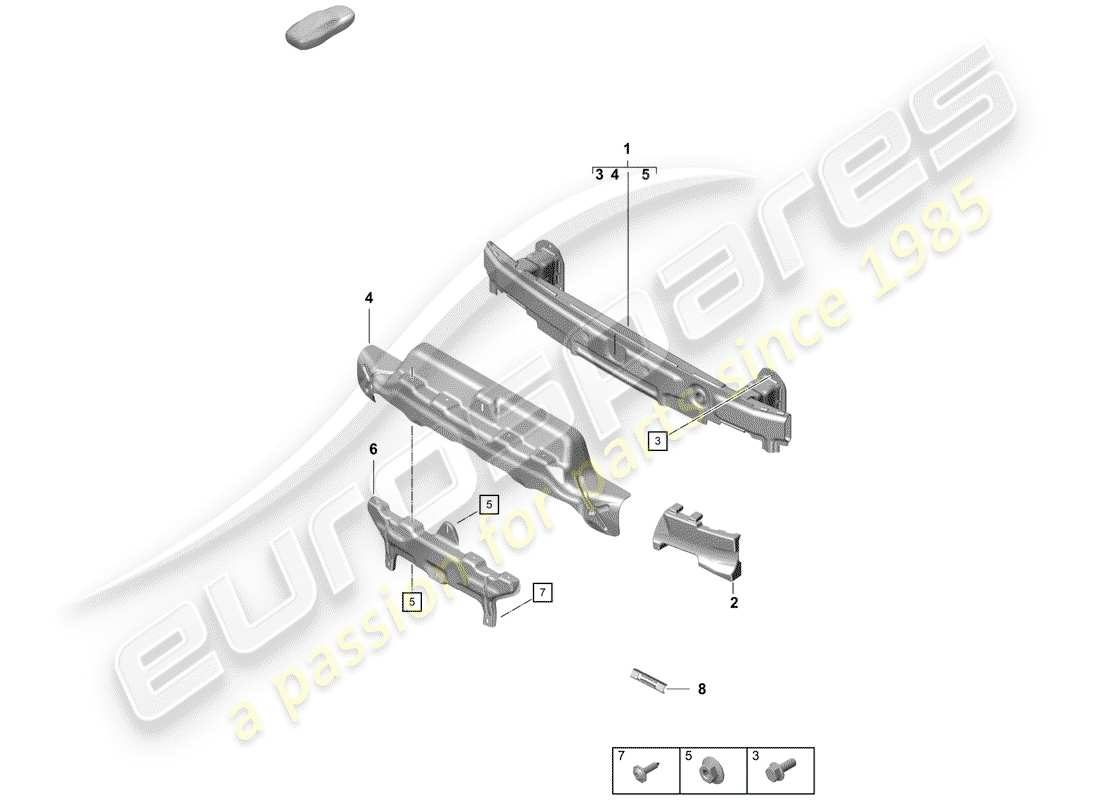 porsche boxster spyder (2019) bumper bracket parts diagram
