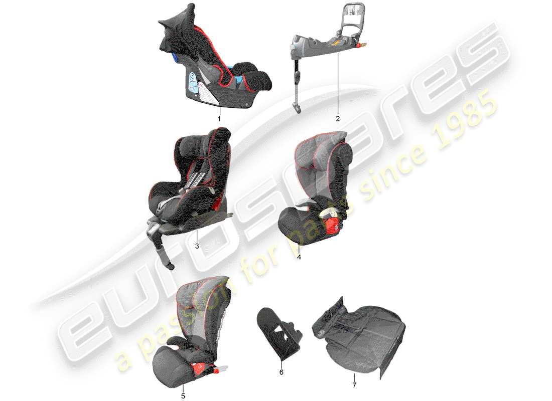 porsche 2019 (tequipment macan) child seat parts diagram