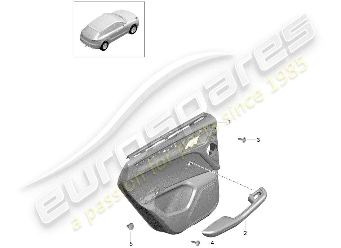 porsche 2014 (macan) door panel rear leather alcantara parts diagram