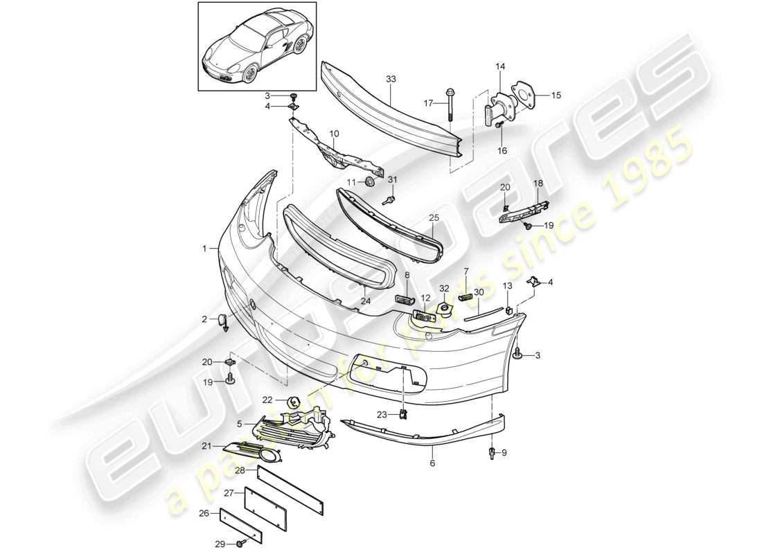 porsche 2009 (987 cayman) bumper front part diagram
