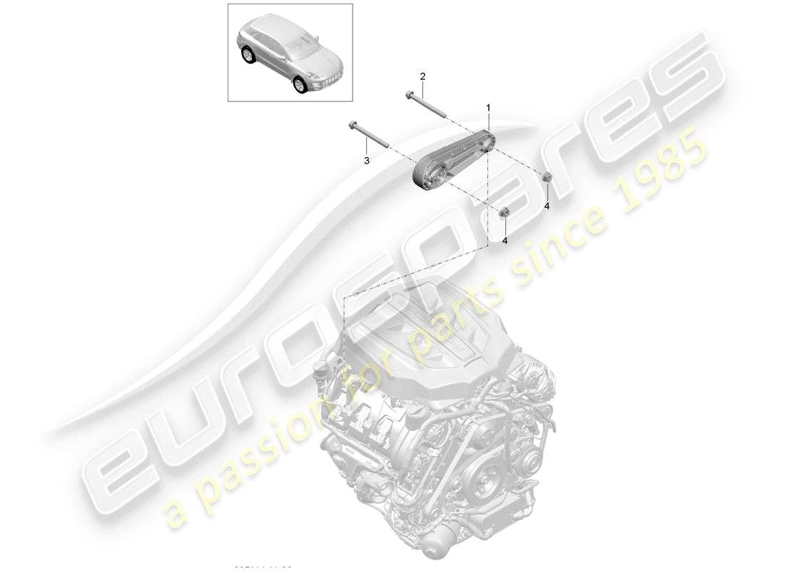 porsche 2014 (macan) engine lifting tackle engine support parts diagram